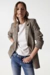 Blazer à carreaux beige- Salsa