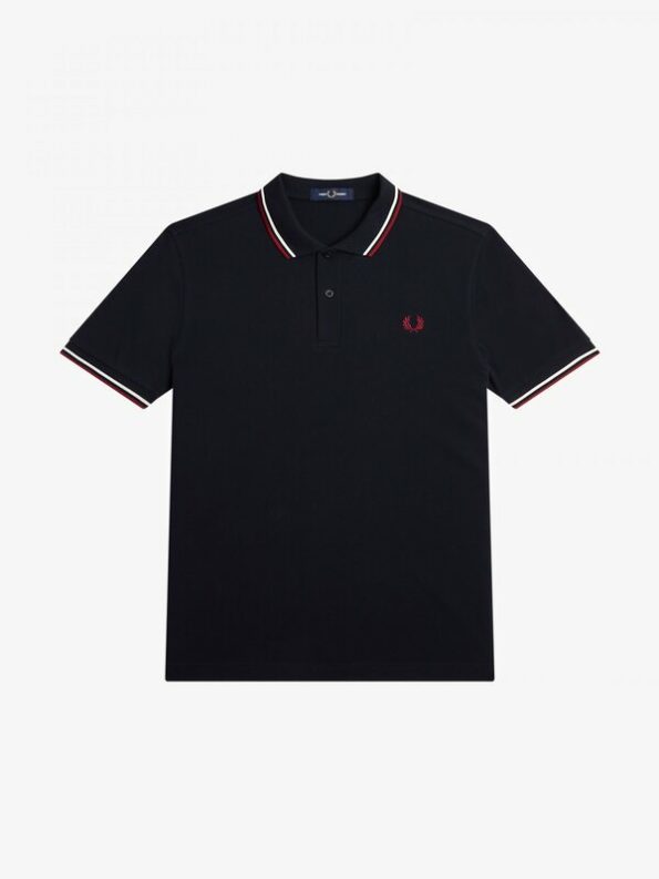 JEANS MODE FRED PERRY M3600 T55 MARINE BLANC ROUGE BRULE 1
