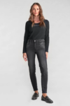 Jeans pulp slim Acya taille haute 7/8ème noir "JFACYAW2099" - Le Temps des Cerises