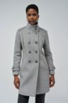Manteau 3/4 en étoffe avec détails "Grace" Gris chevron   - Salsa