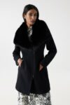 Manteau "Grace" en tissu avec imitation fourrure - Noir  - Salsa